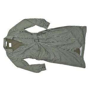 LOFT Women Green Striped Surplice Midi Dress Size 10 Tie Waist Belted NEW